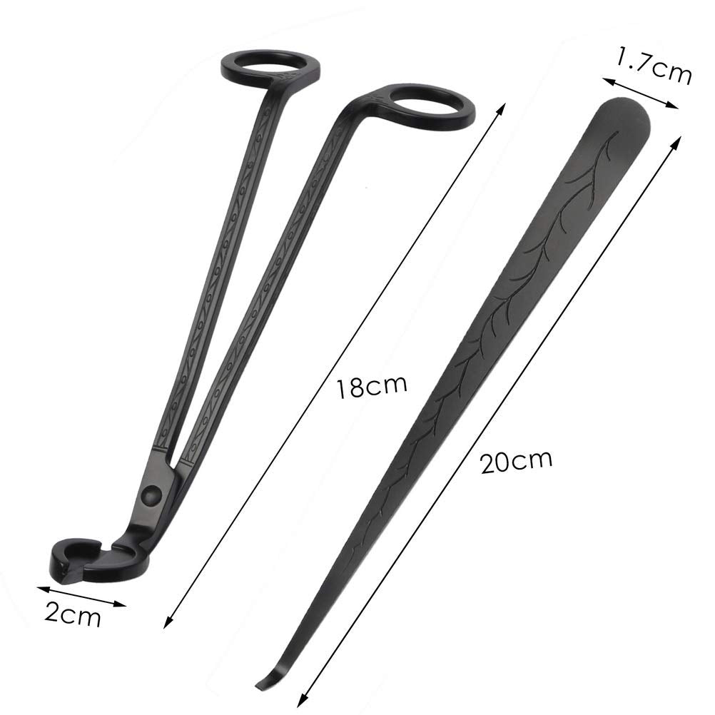 SUMAJUCandle Wick Trimmer and Dipper Set, Stainless Steel, Black