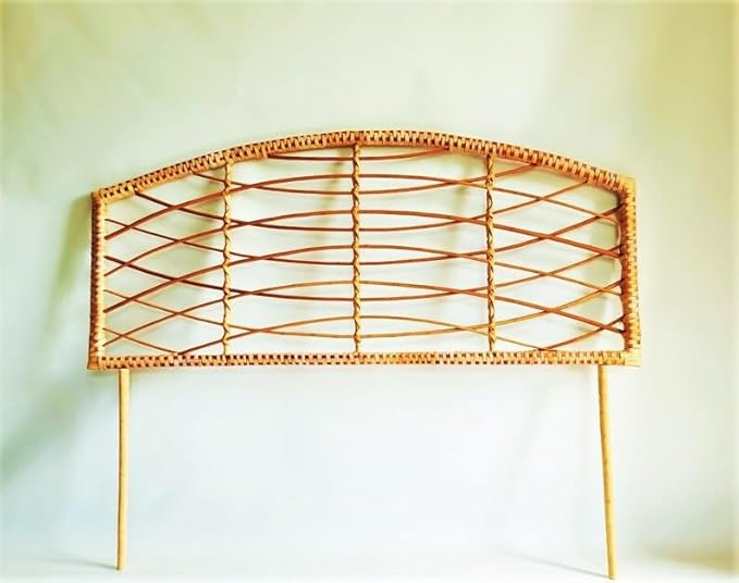 direfly Handwoven Rattan Headboard – Natural Wicker & Wood Frame