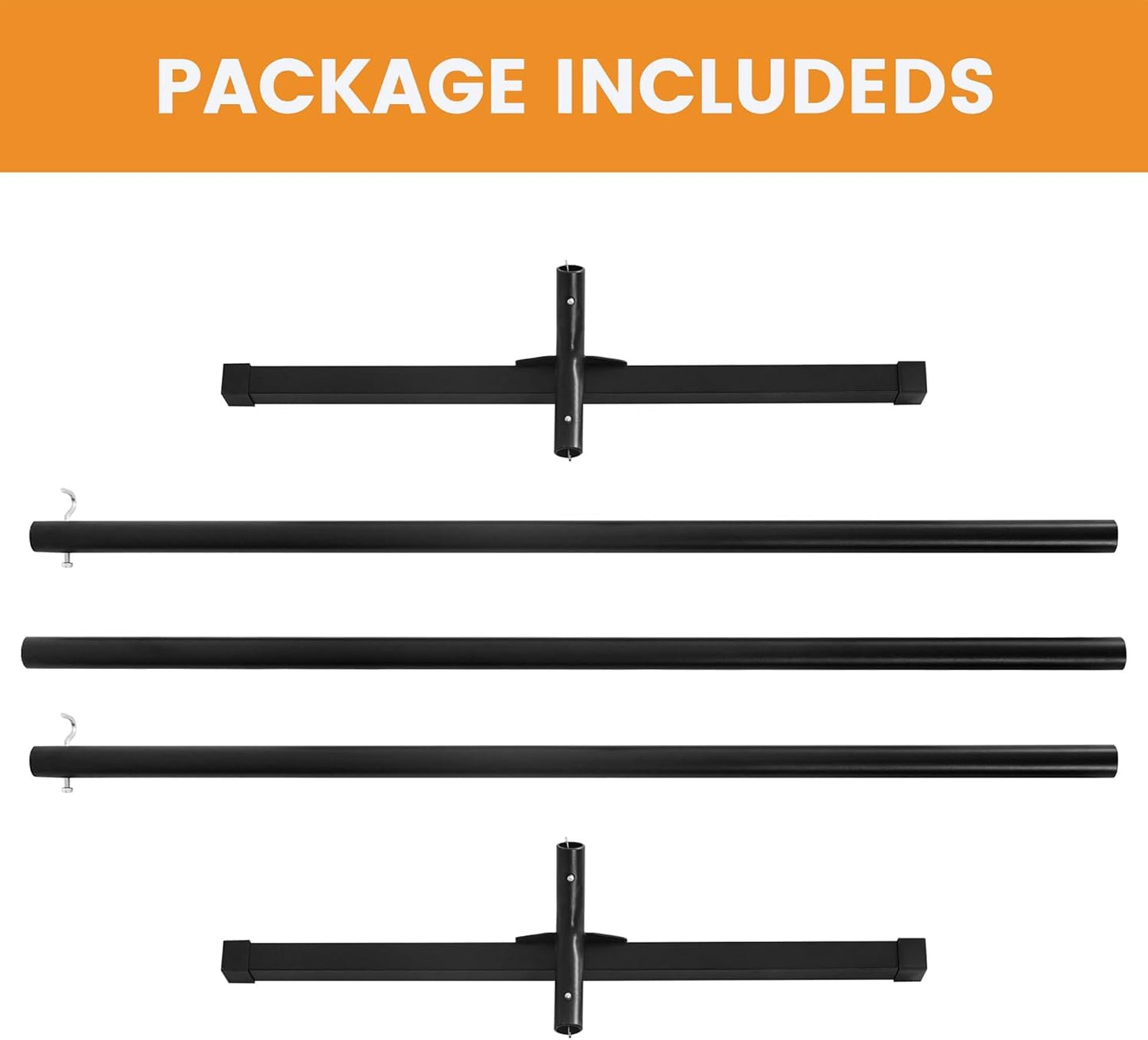 Lazy Daze Hammocks Portable 2 Person Heavy Duty Steel 15 FT Hammock Stand with Hooks and Chains for Outside, Patio, Backyard, 450 Pounds Capacity, Black