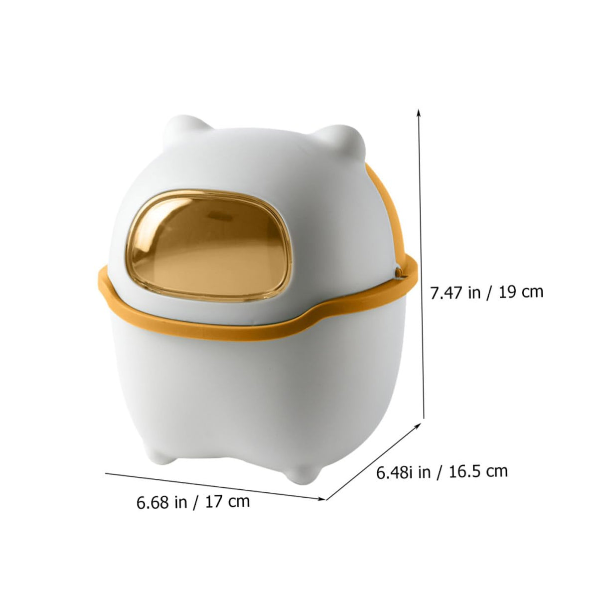 Yellow PP PET Mini Desktop Trash Can Cartoon Bear with Lid
