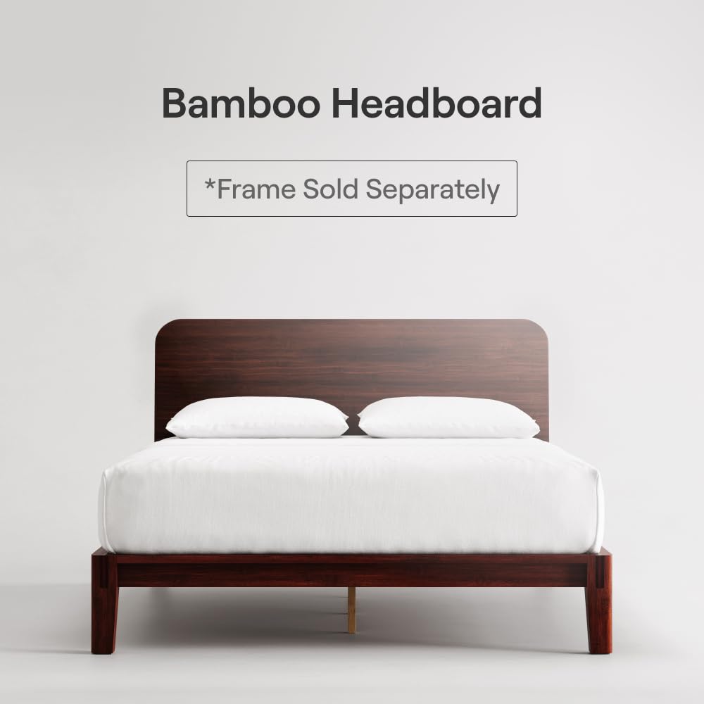 Nectar Bamboo Headboard - Cal King - Walnut - Attachable to Bamboo Bed Frame (Sold Seperately) - Easy Tool Free Set Up - Contemporary and Durable