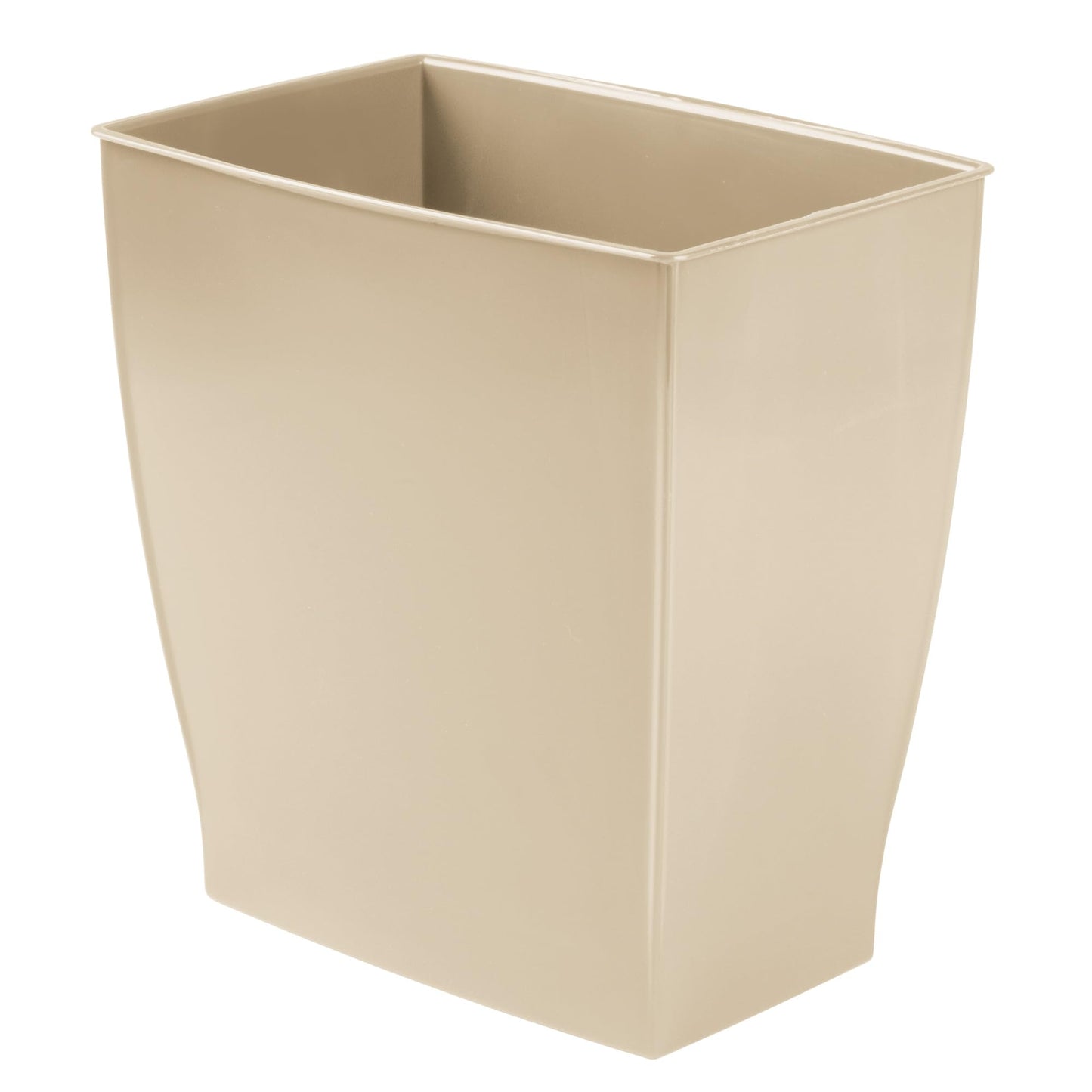 iDesign Small Plastic Bathroom Trash Can, Slim Rectangle Garbage Bin for Bedroom, Office, Dorm, Brown