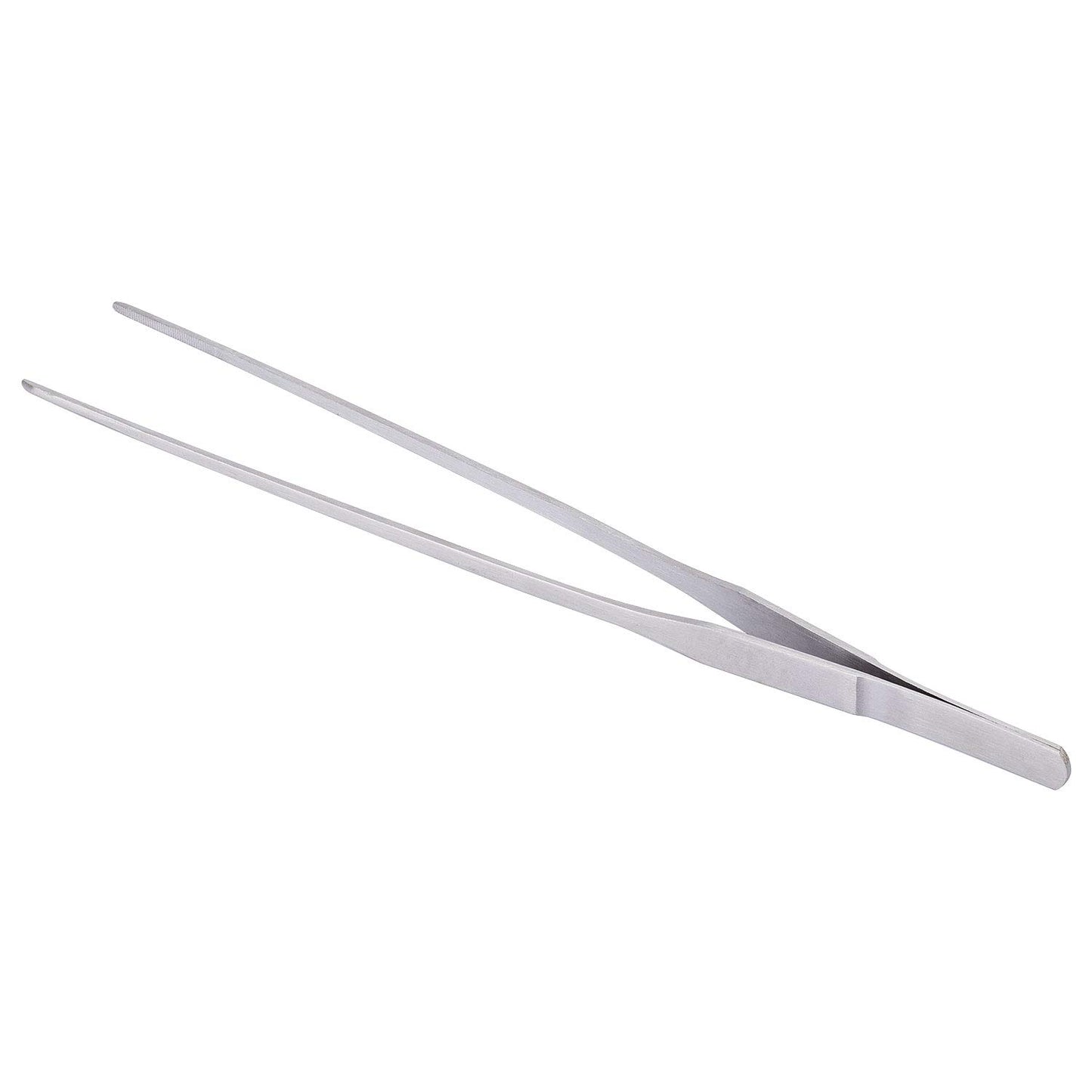 Stainless Steel Polished Extra-Long 10.6 inch Tongs Tweezers with Precision Serrated Tips for Garden, Kitchen, Indoor & Outdoor