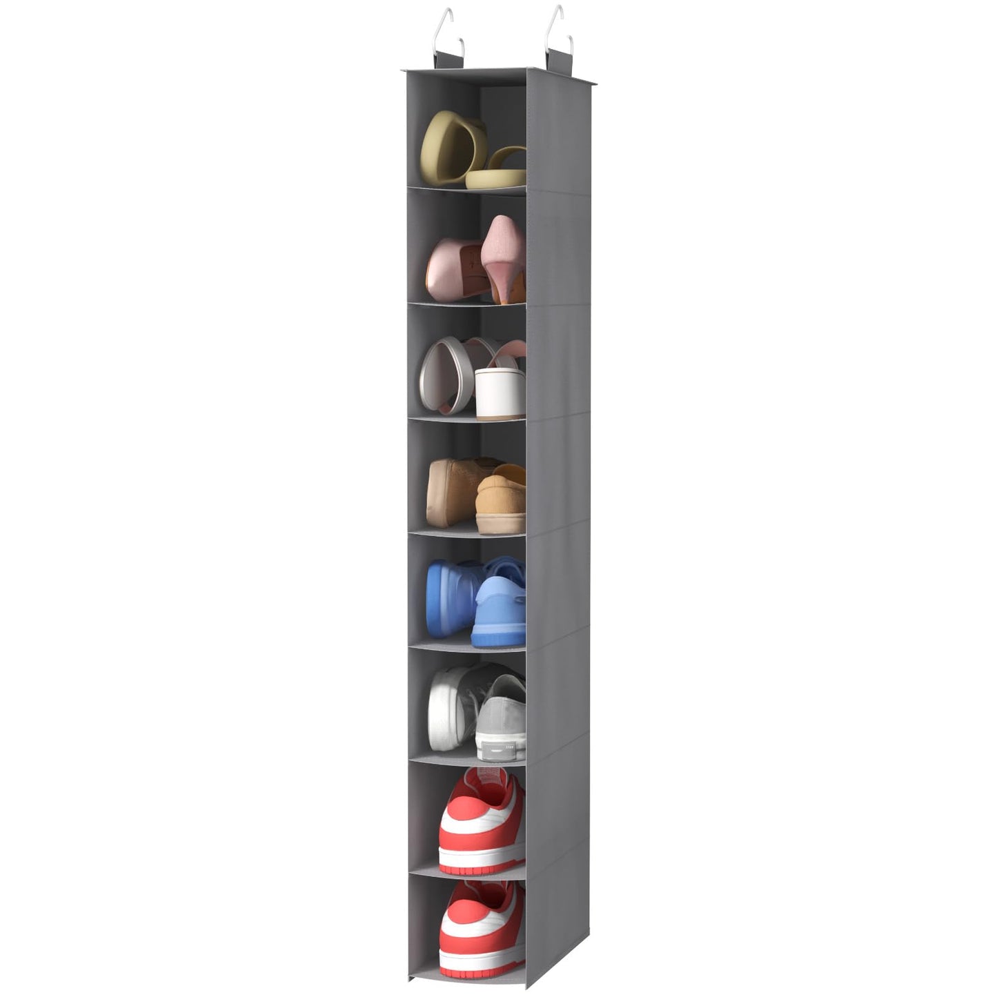 Lifewit 8 Section Hanging Shoe Storage Organizer for Closet Foldable, Gray