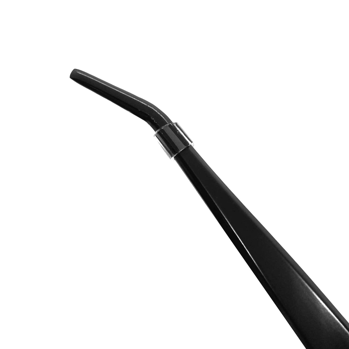 KAKURI Bonsai Tweezers Curved Serrated Tips with Spatula 8.8" - Made in Japan - Professional Bonsai Care Tool - Black Coated Japanese Stainless Steel