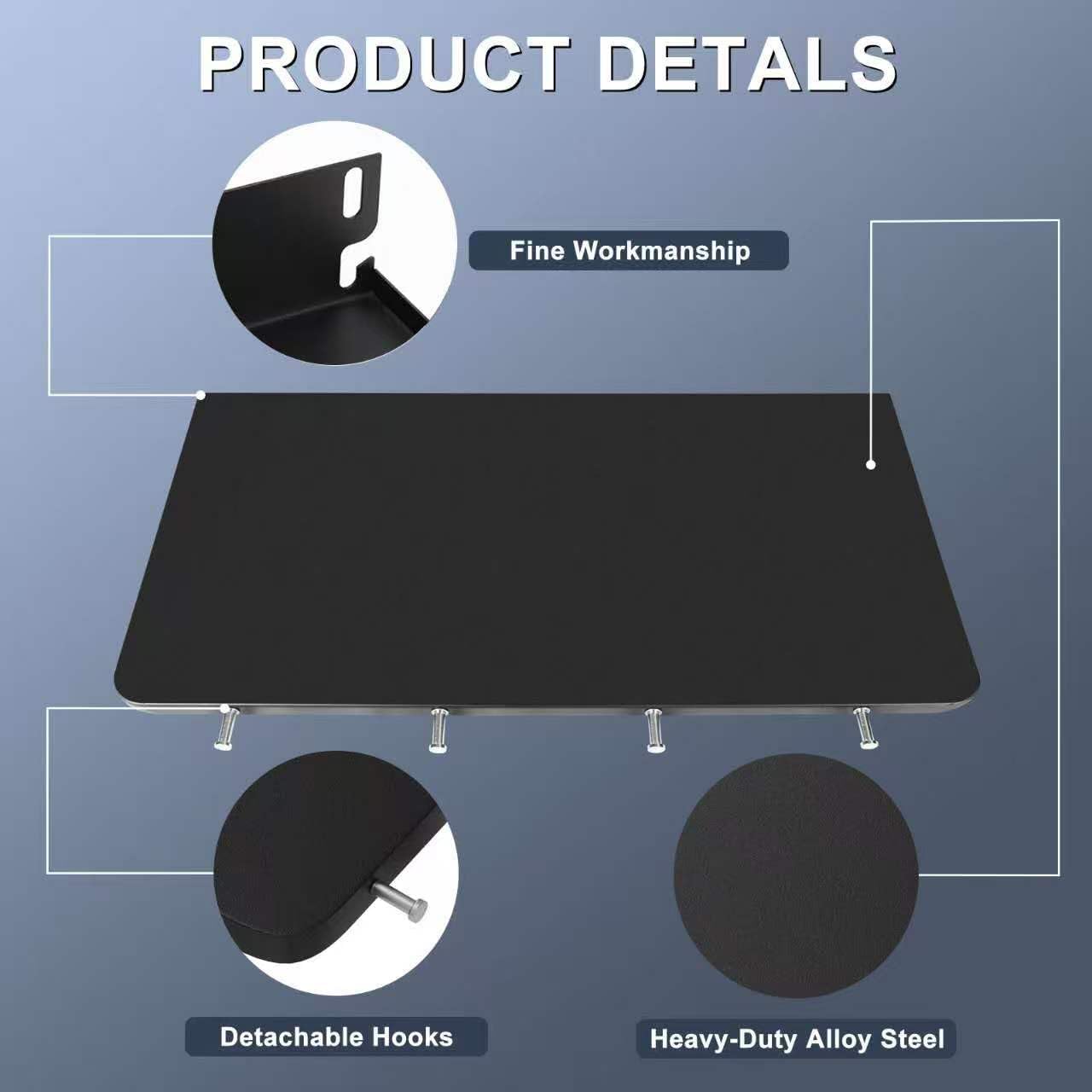 KEESHA BAC362 Folding Front Shelf for Traeger Pro 22, Pro 575, Ironwood 650, Century 22, Mesa 22, Eastwood 22 Pellet Grills, Heavy-Duty Grill Accessories Replacement for Food Prep and Storage, 25 x 12