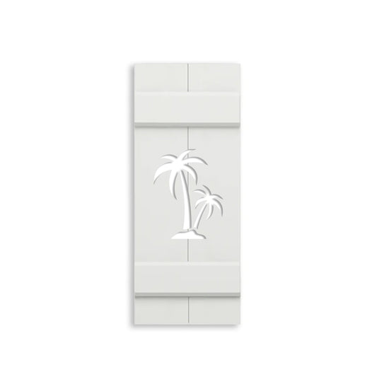 Double Palm Tree Shutter, Custom Exterior PVC, Coastal Decor-Sold Individually (Width: 11.5, Height: 28)