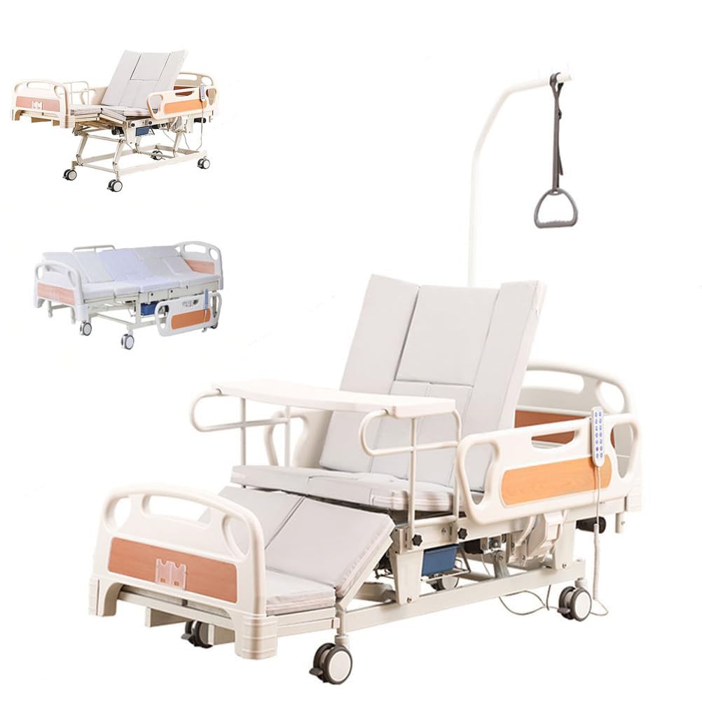 Falluk Adjustable Tilting Design Electric Hospital Beds with Exercise Handles for Home use for Elderly Post-Surgery Use, Motor Control & Central Locking System (Bed)