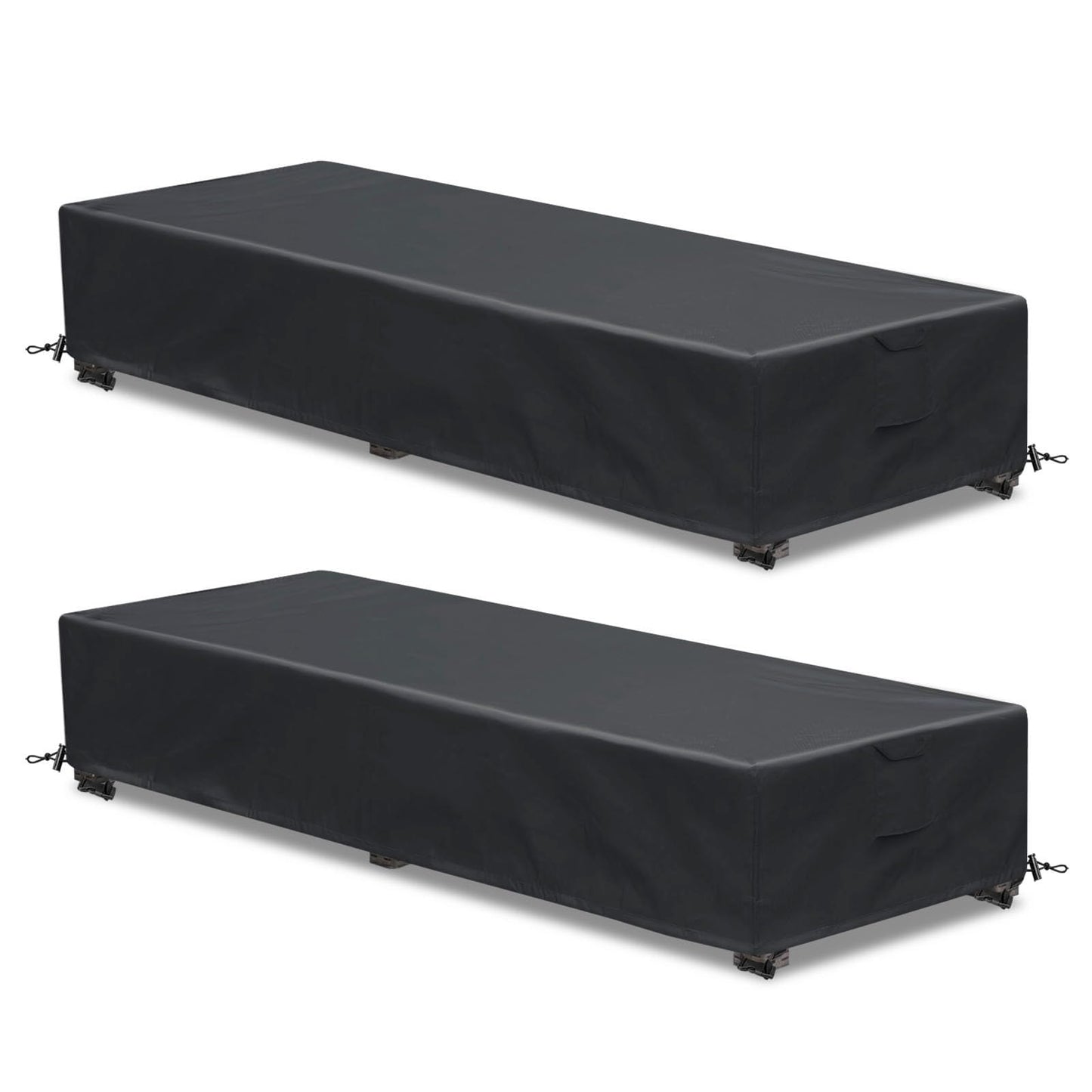 GoldenRaindrop Waterproof Patio Lounge Chair Cover 2 Pack Outdoor Chaise Lounge Covers 600D Weather Resistant Material, UV Protection, Windproof Design Outside Furniture Covers 80" x 28" x 14" H,Black