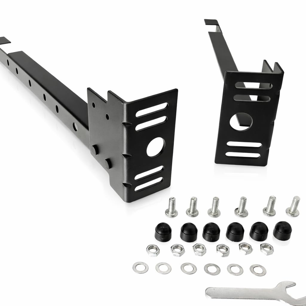 Tech Team #00712 Bed Frame Extension Set – Heavy-Duty Steel Brackets Extend Metal Bed Frame to Connect Headboard or Footboard – 2 Pieces with Hardware Included