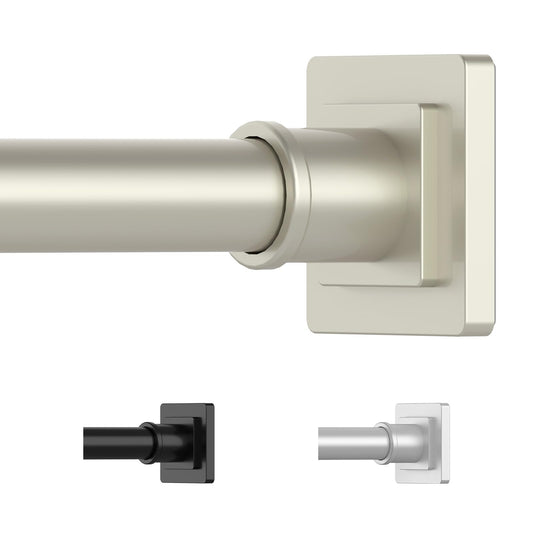 UIOSANRT Brushed Nickel Shower Curtain Rod 31-79 Inches Non-Slip Shower Rod Tension Mounted No Drill Tension Shower Curtain Rods Spring Tension Rod for Windows Bathroom