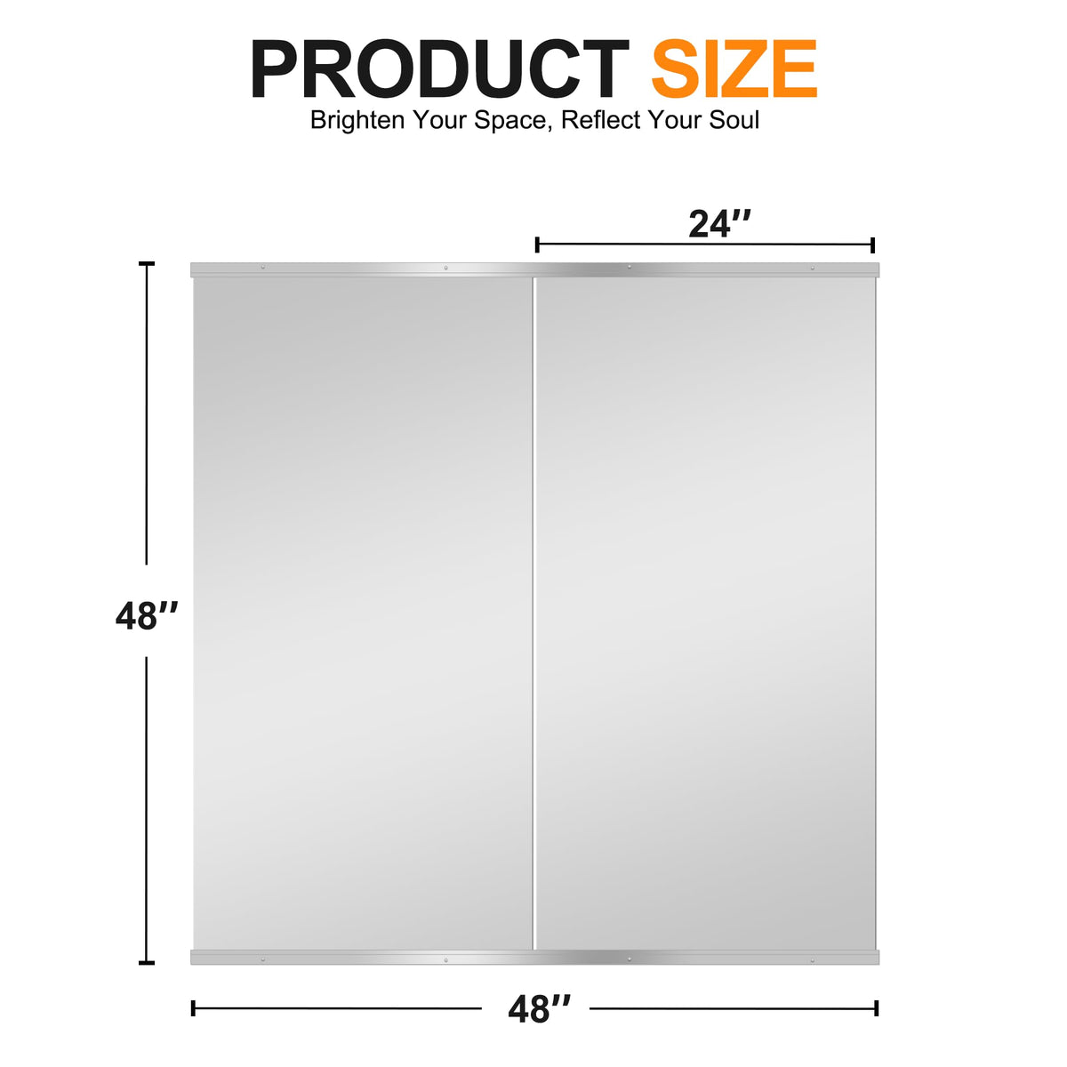 Delma Home Gym Mirror, 48"x24"x2PCS, Silver