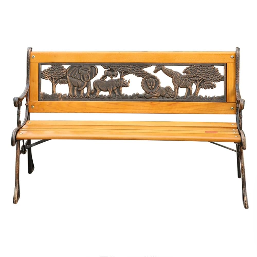 BXTJOFX Kids 2 Seater Garden Patio Childrens Bench with Animal Design, Park Outdoor Bench, Patio Benches Kids 2-Person Wooden & Cast Iron Mini Sized Park Outdoor Garden Bench Childrens Bench