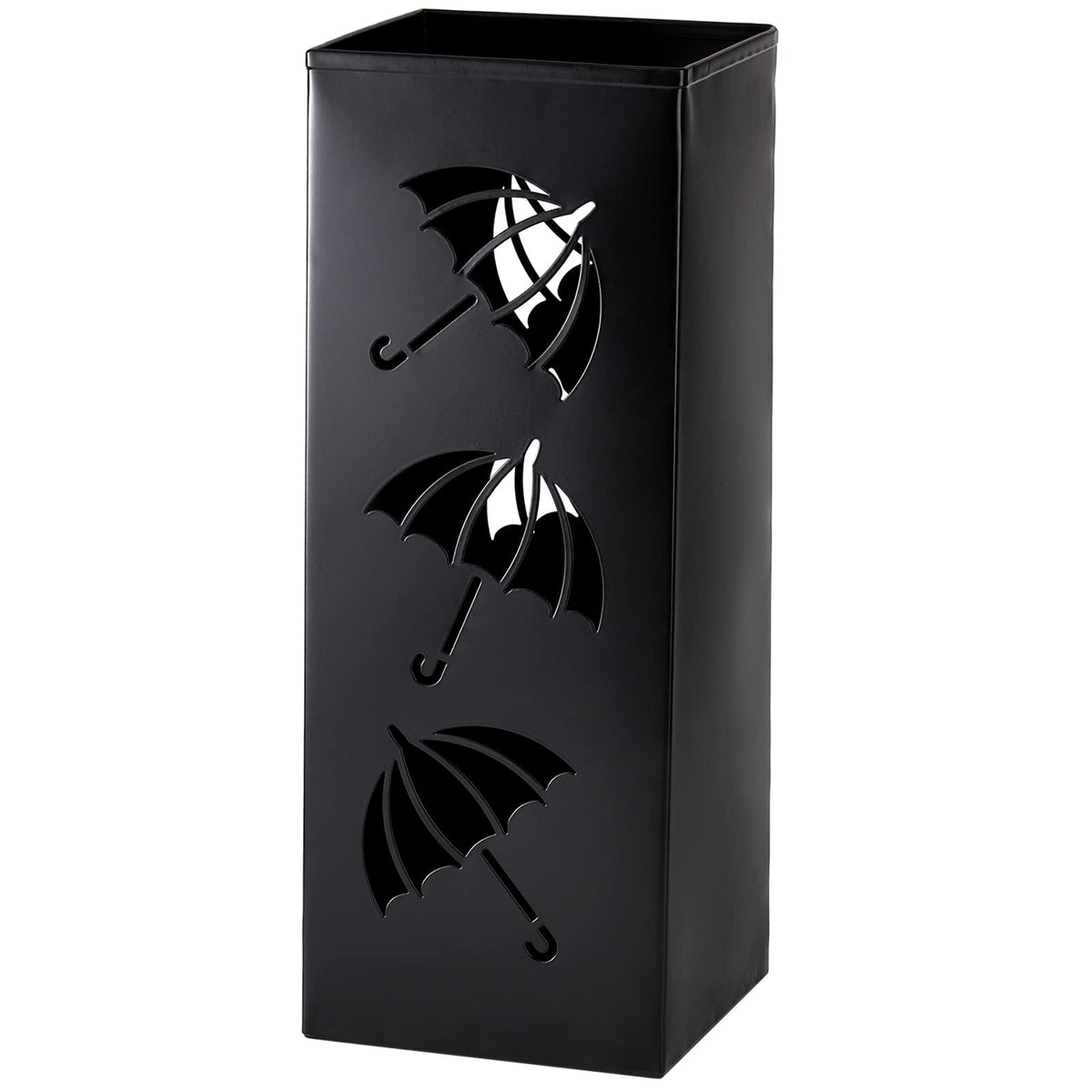 Okllen Metal Umbrella Holder, Square Umbrella Stand Rack for Entryway, 6.3" x 6.3" x 16.5", Black