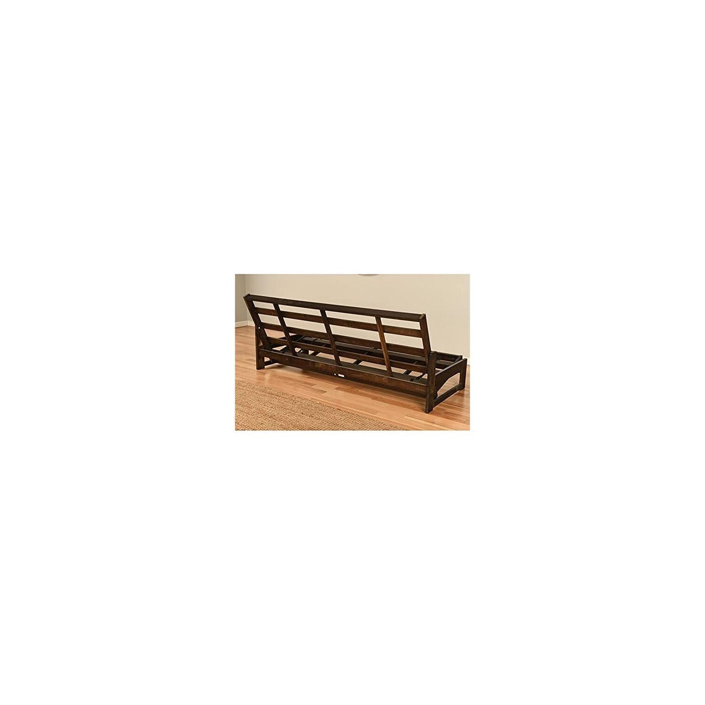 HomeStock Full Size Futon Frame Set - Convertible Sofa Bed - Hardwood Mocha Finish Frame Only