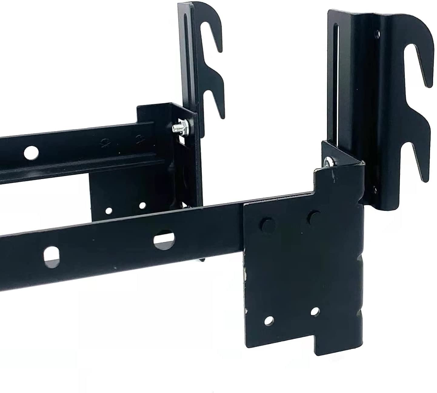 2Pcs #711 Bolt-On to Hook-On Bed Frame Conversion Brackets for Headboard or Footboard,Bed Hook Adapter kit with Hardware, Hook on Bed Rails Brackets(Black)