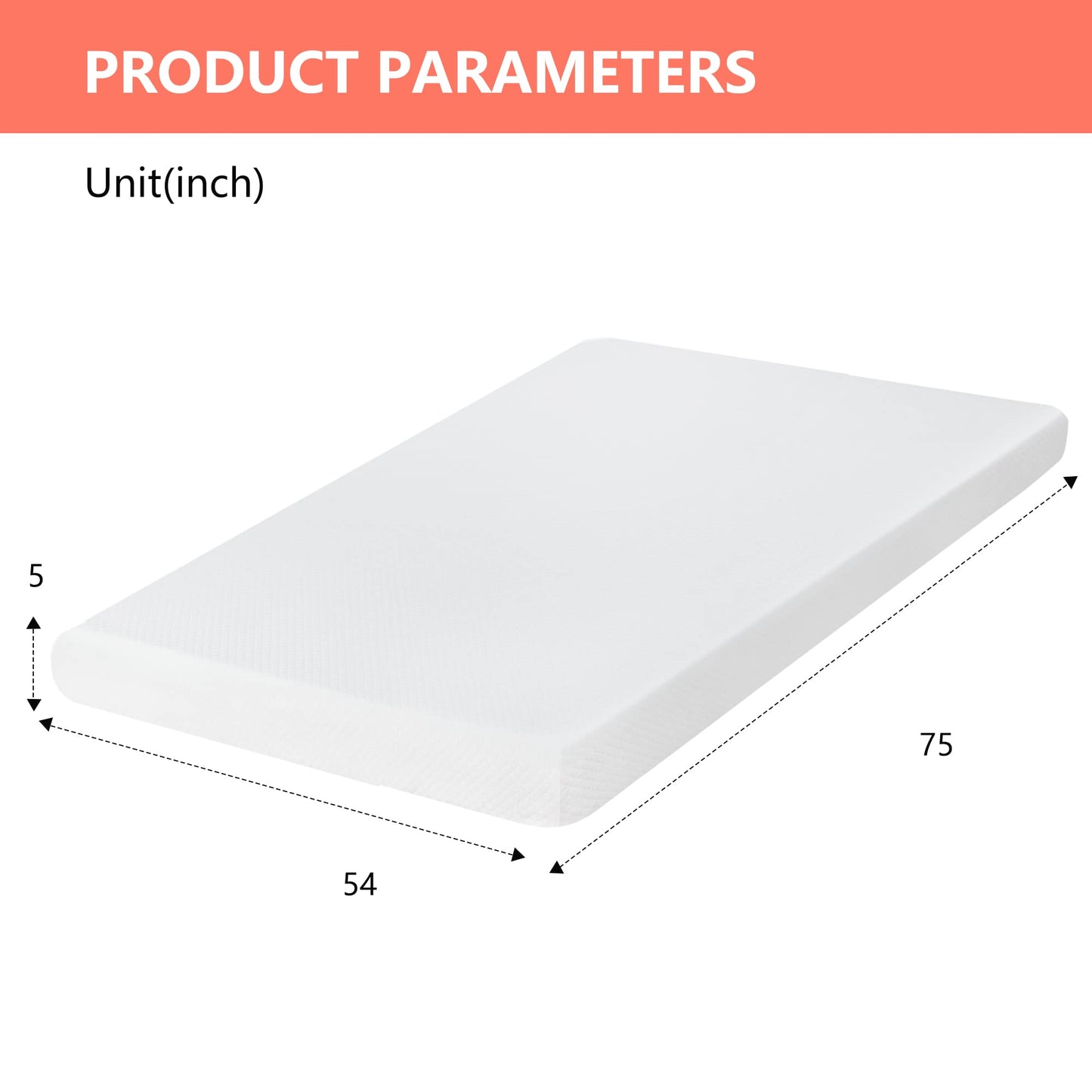 FDW | 5 Inch Full Mattress | Medium Firm | Gel Memory Foam Mattress | White | Bed in a Box, CertiPUR-US Certified | Pressure Relief, Cooling Ventilated Foam | Washable Removable Cover