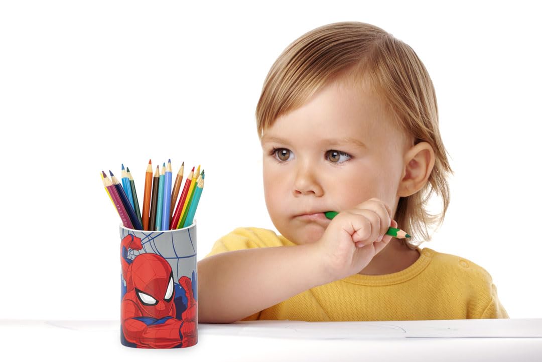 Jay Franco Marvel Spiderman 2 Piece Set - Red & Blue Soap Dispenser & Tumbler Set - Kids Resin Superhero Bathroom Accessories