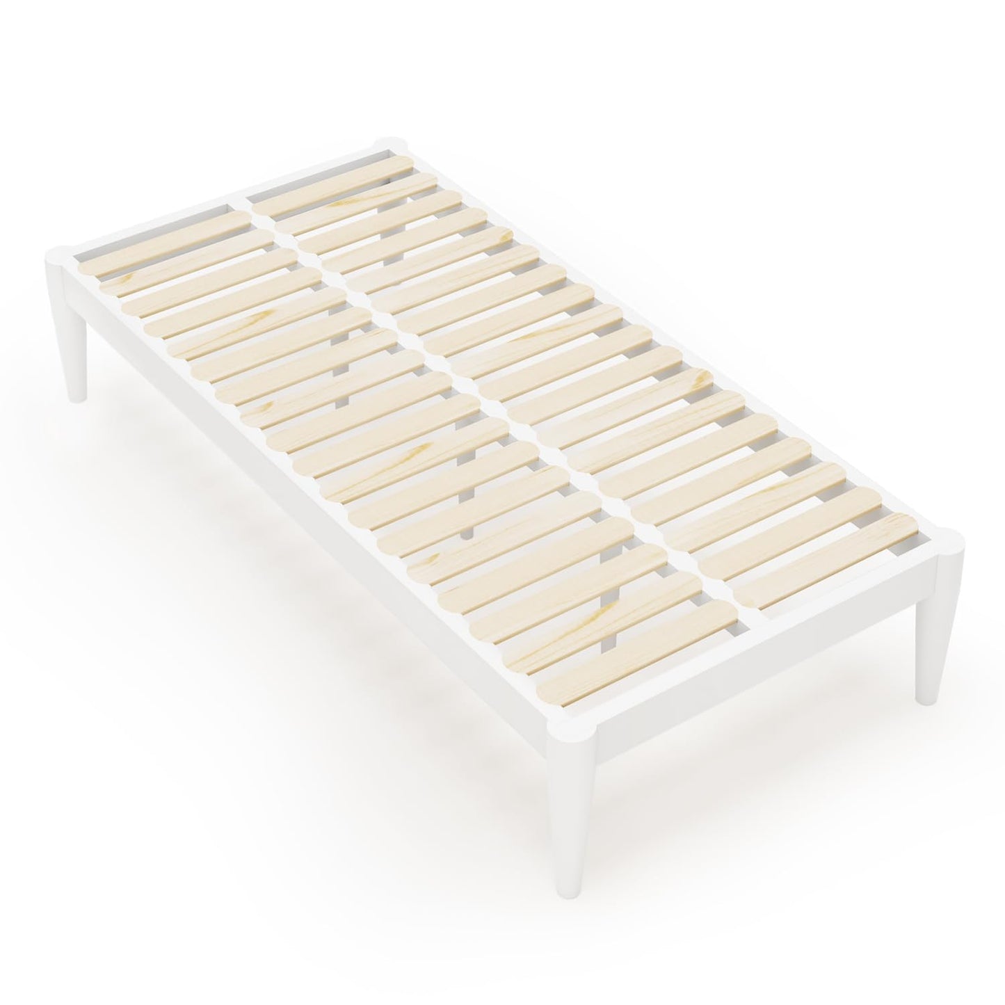 IOTXY Twin-XL Platform Bed Frame - 16" Wood Mattress Foundation Base, White