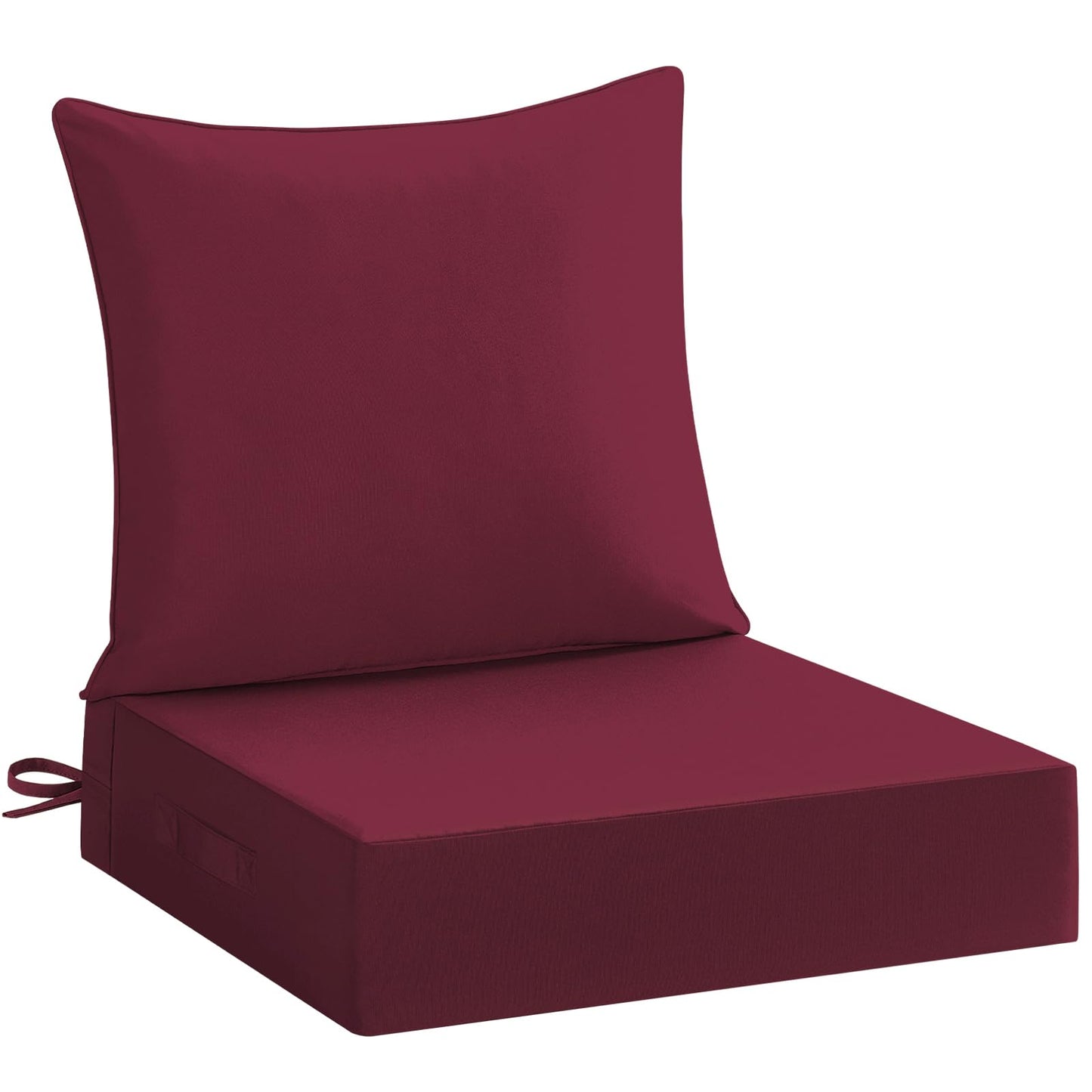 downluxe 24x24 Outdoor Chair Cushions, Waterproof Fade Resistant Patio Furniture Cushions with Handle & Removable Cover, Deep Seat Outdoor Cushions for Sofa, Couch and Patio Chairs, Burgundy