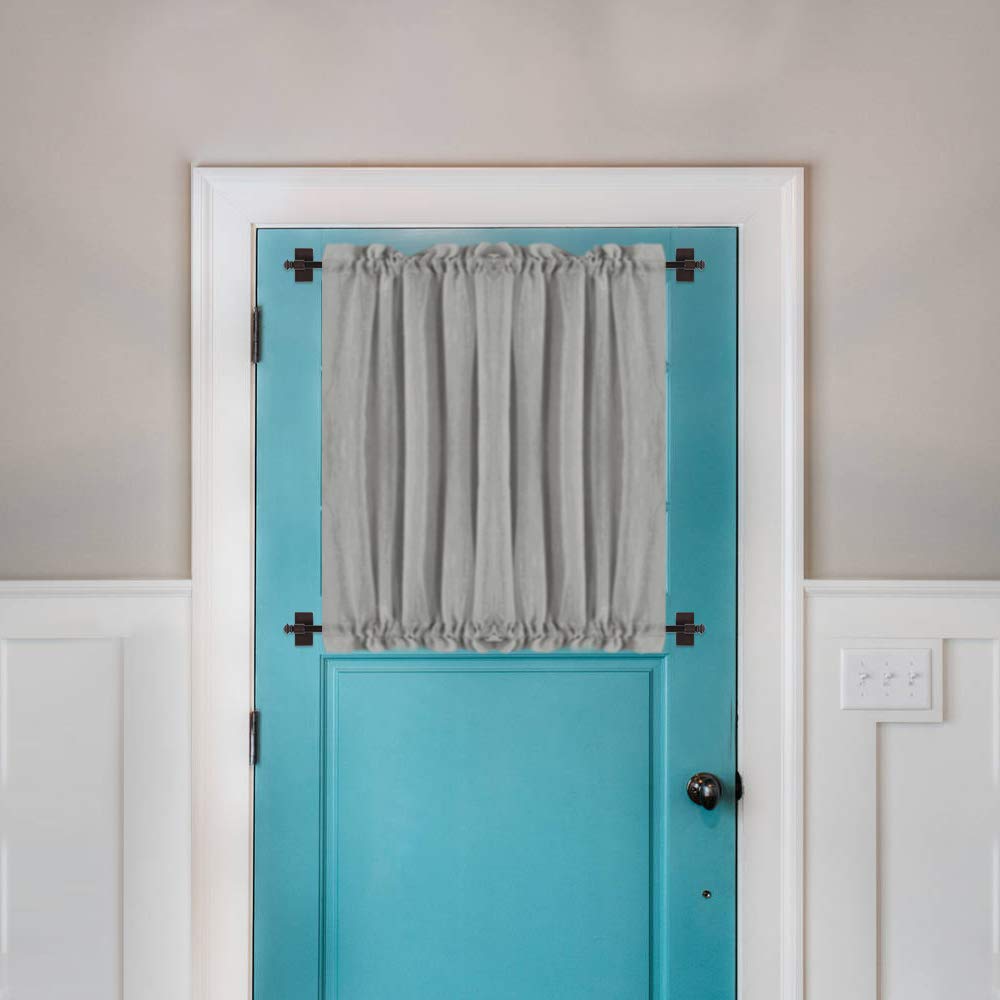 H.VERSAILTEX 2 PACK Magnetic Curtain Rods for Metal Doors Multi-Use Rods for Small Windows Cafe Sidelight and Iron Steel Places, Tool Free with Square Finials (Adjust from 9 to 16 Inch, Cocoa)