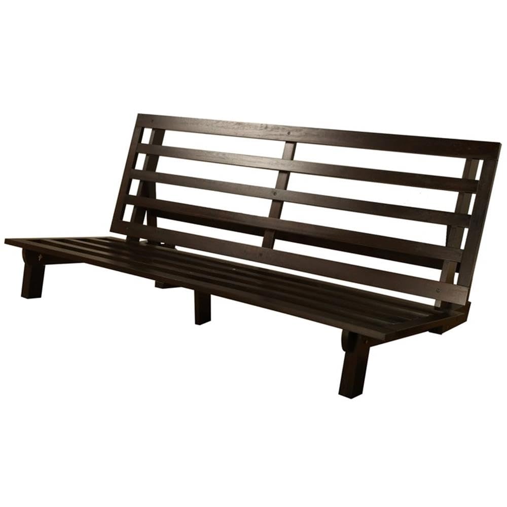 Kodiak Furniture Carson 75" Traditional Full-Size Wood Futon Frame, Solid Pine Construction, Assembly Required, in Java Brown Finish