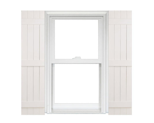 Polaris Homeside 4 Board and Batten Joined Vinyl Shutters (1 Pair) 14-1/2in. x 31in. - 930 White