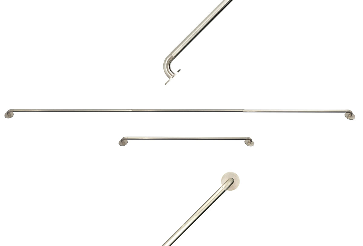 Cafe Curtain Rods - 2 Pack, Adjustable 16-48 Inch, No Drill Adhesive or Screw Mount, Nickel Brushed, 3/8" Diameter for French Door Curtains