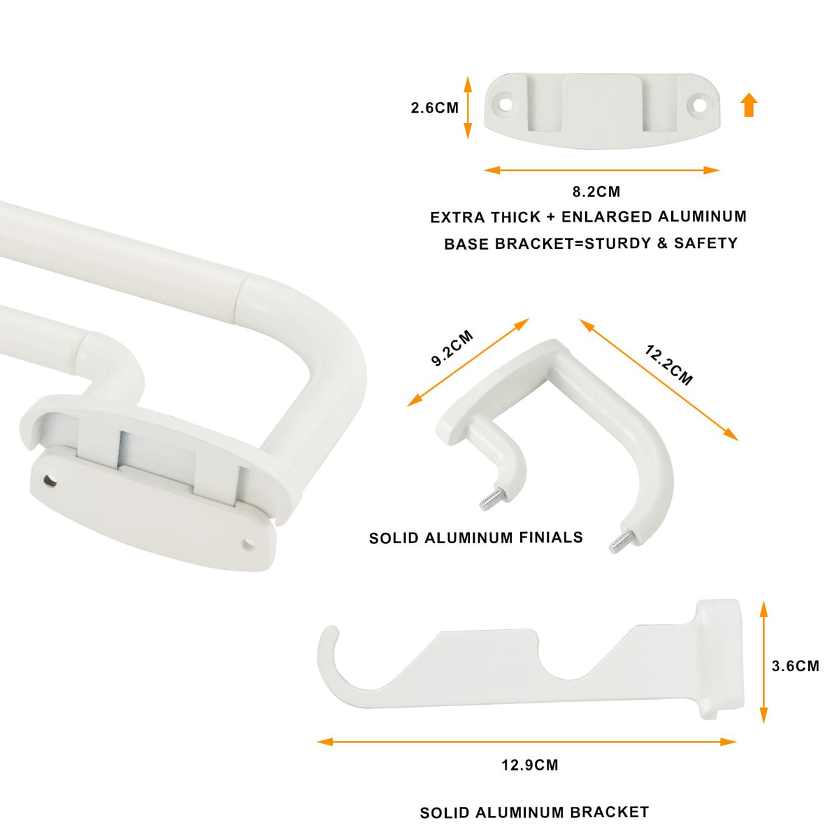 Double Curtain Rods White,Room Darkening Drapery Rod for 28-48 Inches,Adjustable 3/4 Inches Front and 5/8 Inches Back Quality Metal Rod for Window,Wrap Around Design
