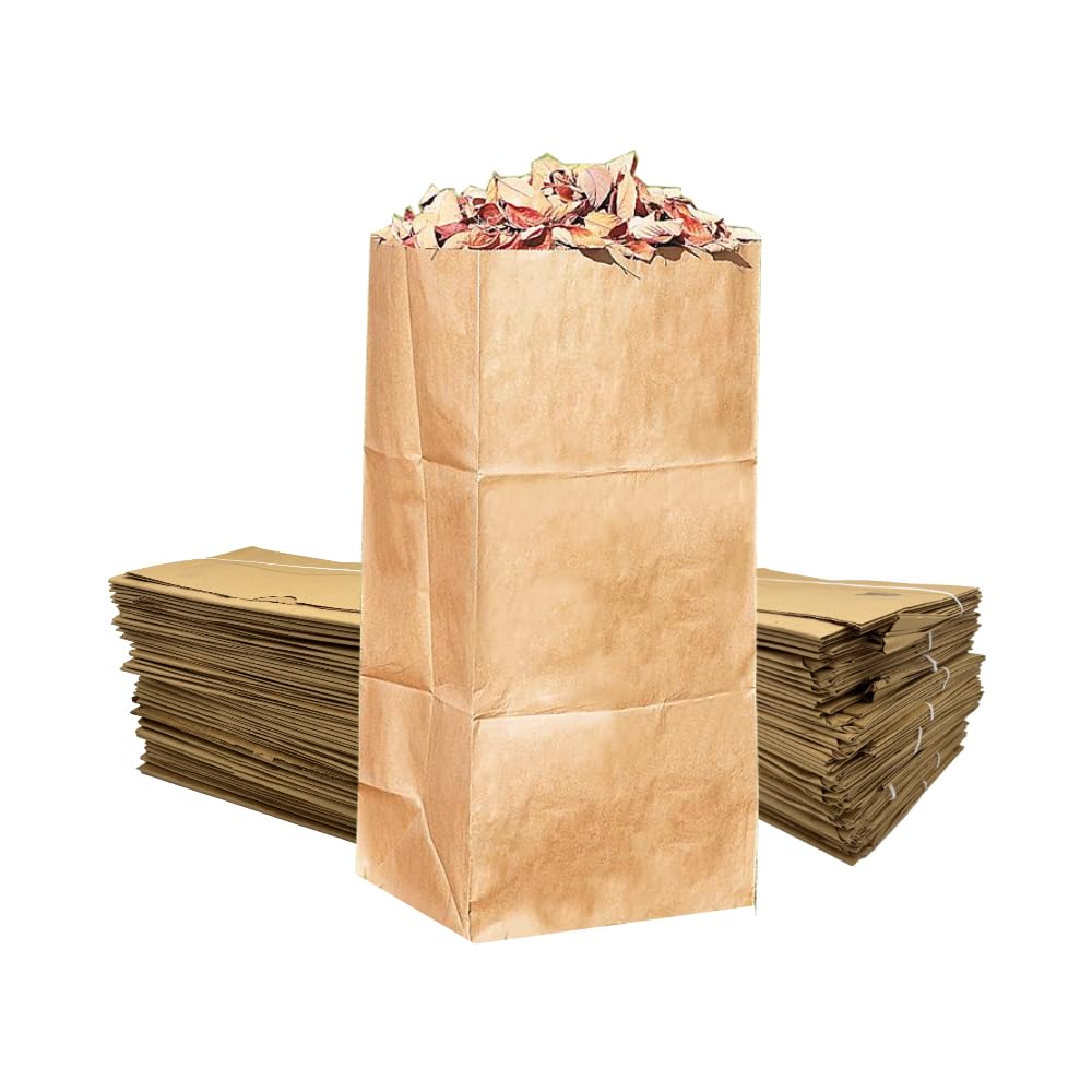 Rocky Mountain Goods Yard Waste Bags - Large 30 Gallon Brown Paper Leaf Bags for Yard/Garden/Lawn - Environmental Friendly - Tear Resistant - Heavy Duty - 2 Ply Self Standing (Pack of 5)