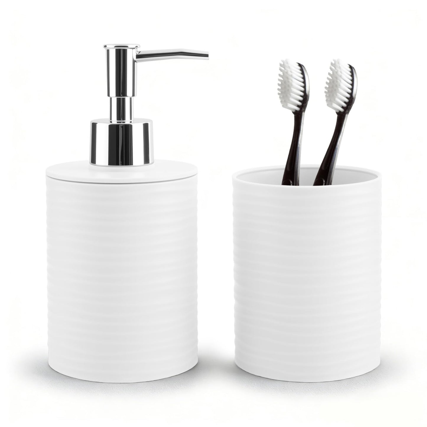 RRM Bathroom Accessory Set, White Bathroom Set for Modern Bathroom Decor