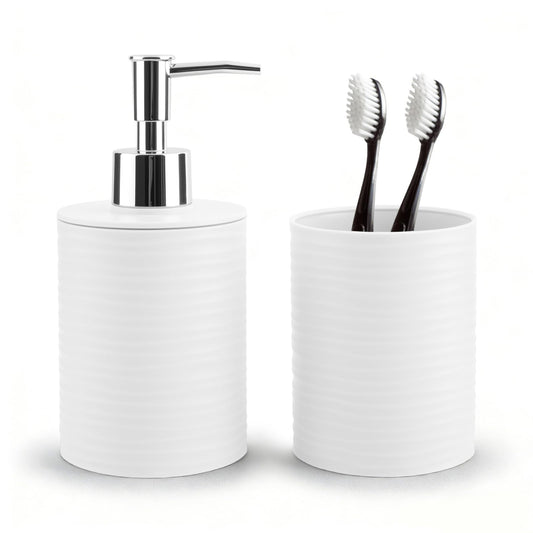 RRM Bathroom Accessory Set, White Bathroom Set for Modern Bathroom Decor