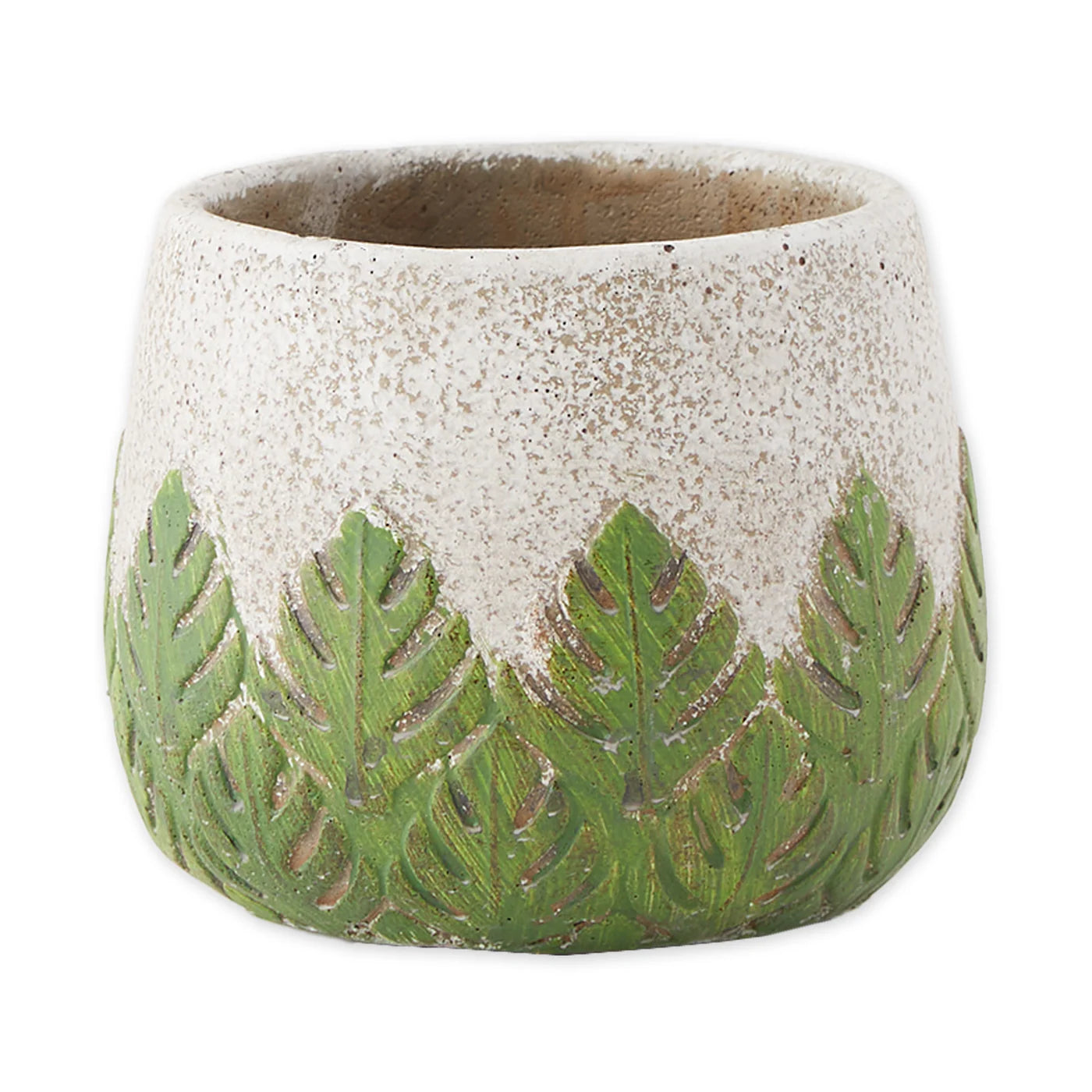 GREEK LEAF CEMENT FLOWER POT SET/2