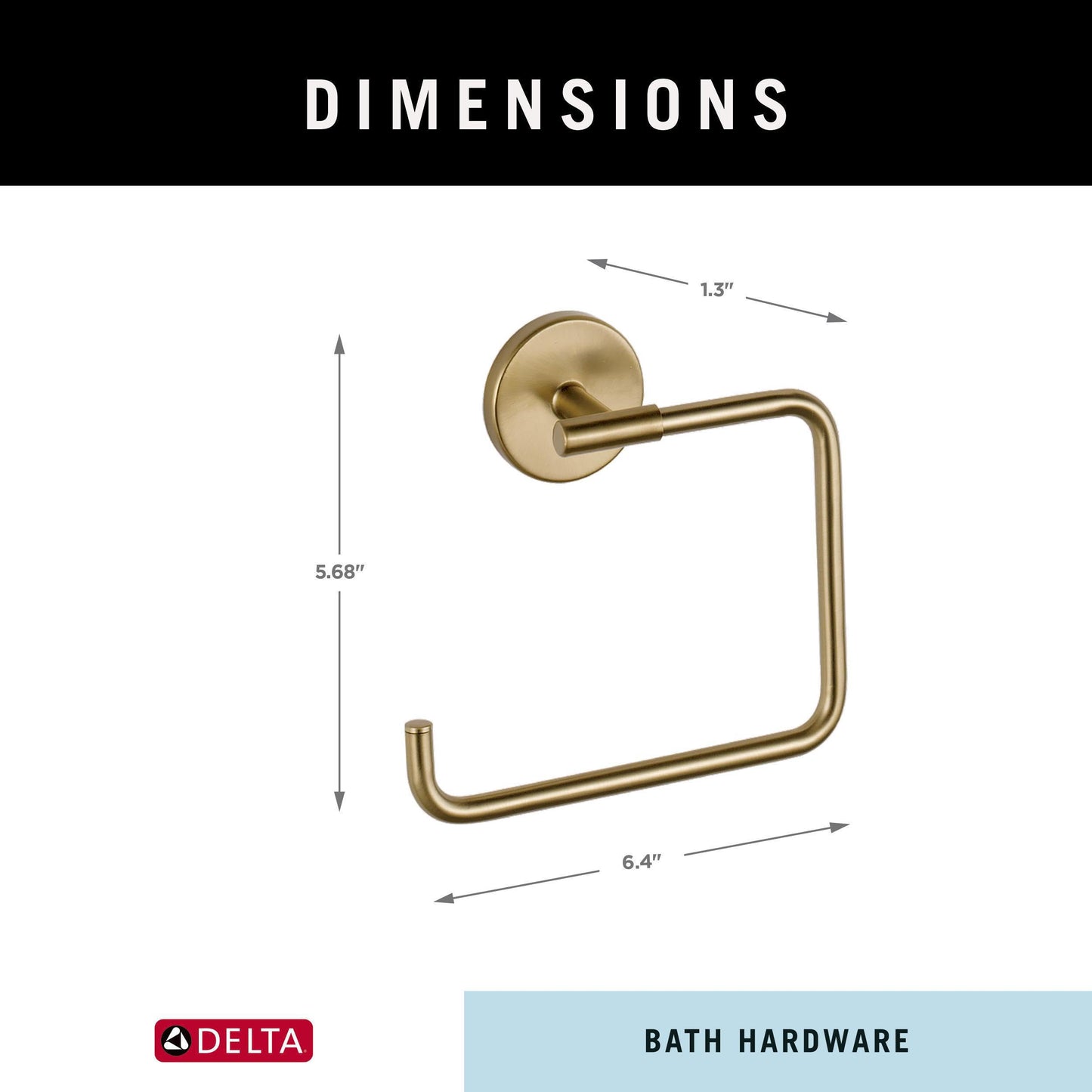 Delta Hand Towel Holder | Square Champagne Bronze Ring for Hanging Towels in Kitchen, Bathroom | Trinsic Accessories