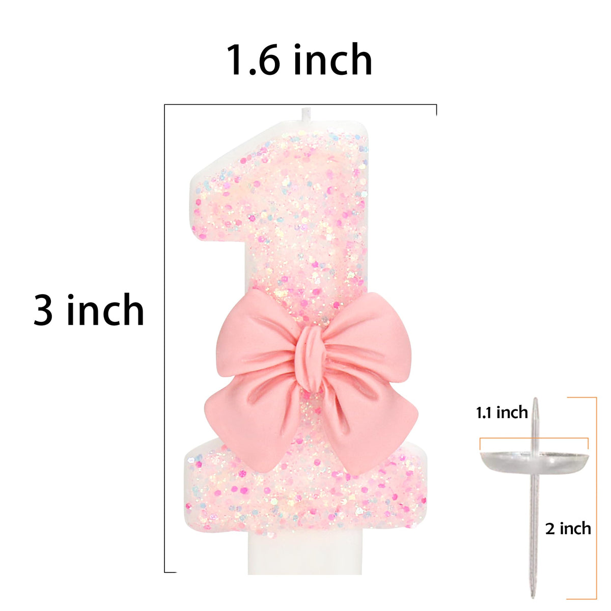 Elekfx Pink Bow Number 1 Birthday Candle 1st Birthday Decorations Girl