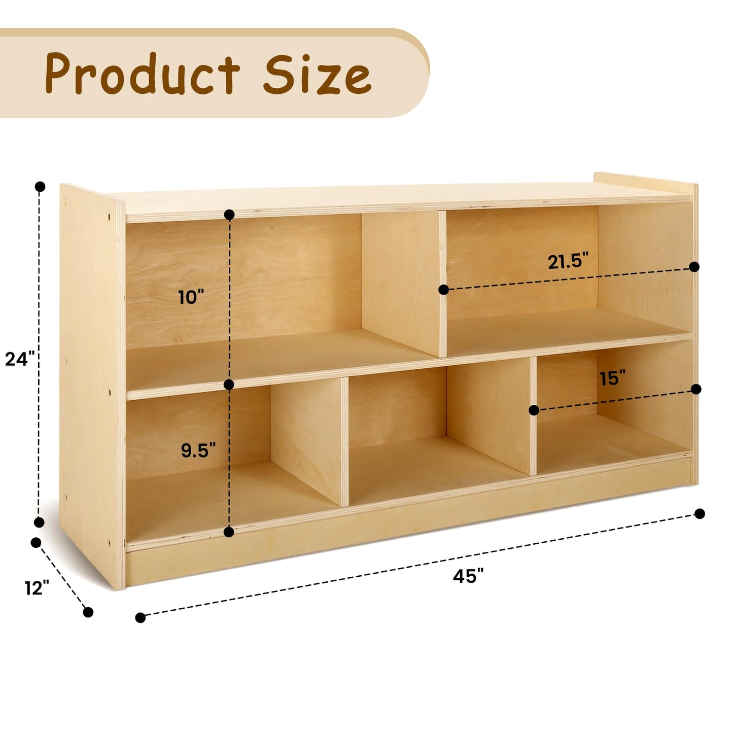 WINGYZ Wooden Storage Cabinet, 5-Section Montessori Bookshelf, Kids Toy Storage Organizer Book Shelf for Kids Rooms, Classroom, Playroom, Nursery, Preschool Book Shelves