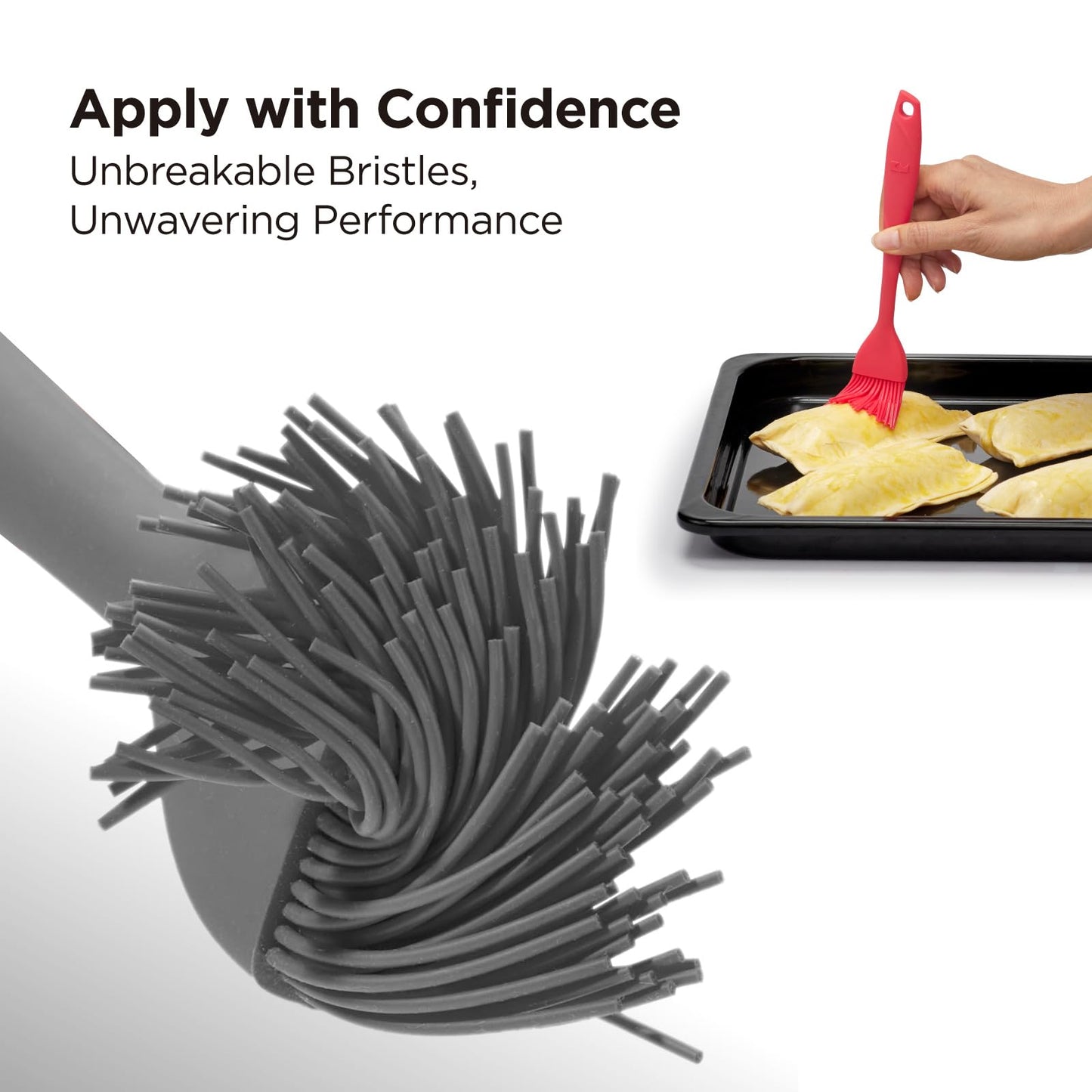 Kitchen Mama WaltzGrip Platinum Silicone Basting Pastry Brush, Metal Gray