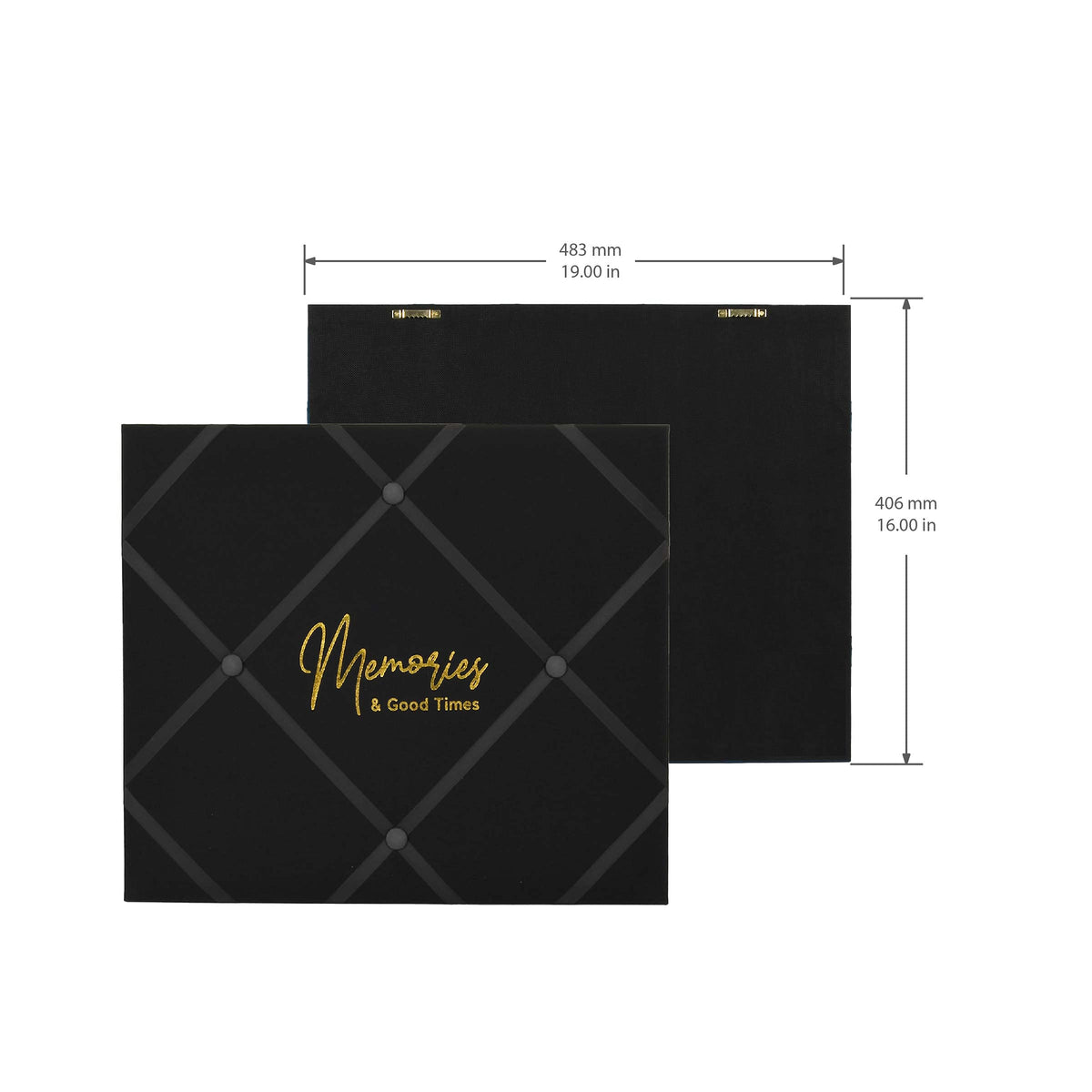 New View Gifts MEMO Wall Hanging 19' X 16' French Memo & Photo Board, Memories Black Linen Fabric, 19" X 16" X .6"