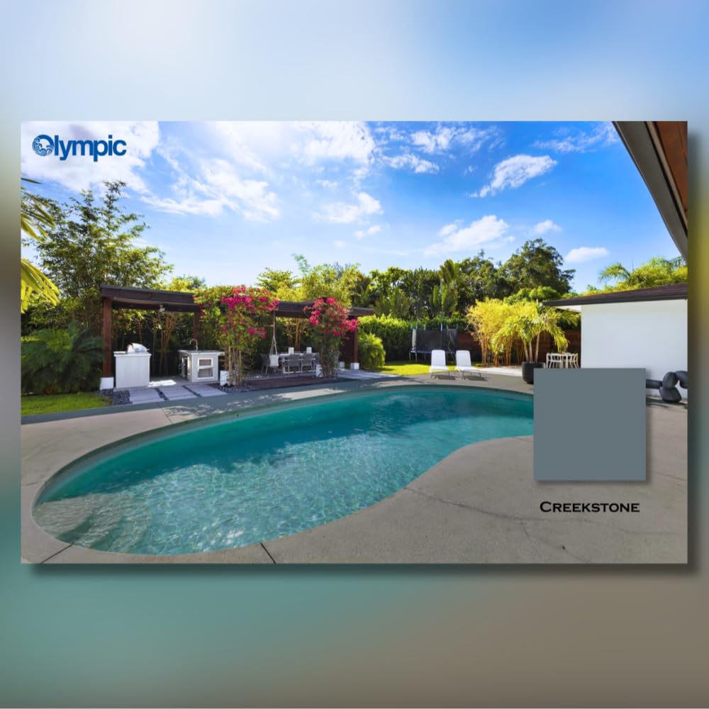 Kelley Technical Coatings Olympic Patio Tones - Creekstone - 1 Gallon - Non-slip acrylic deck and patio coating, concrete restorer.