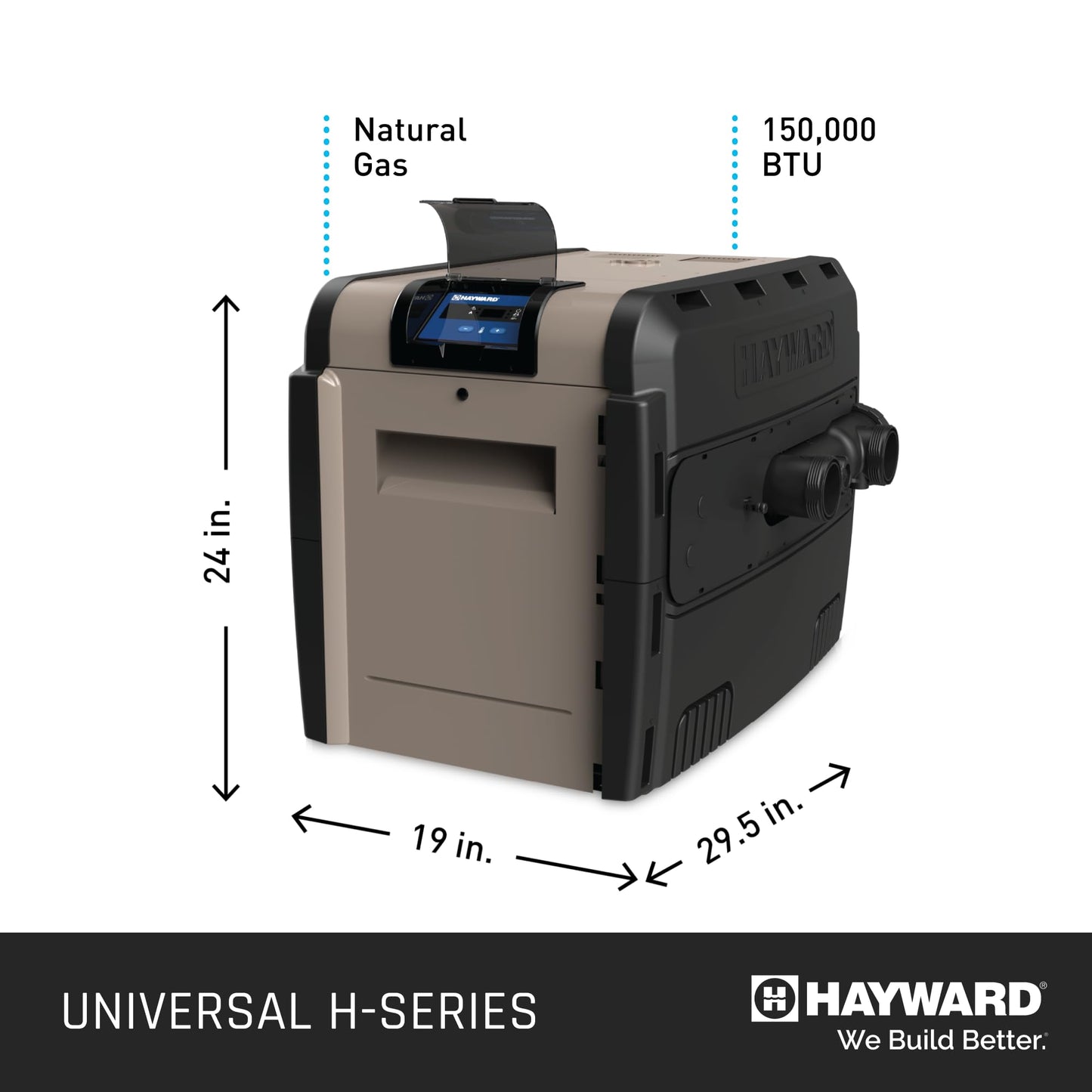Hayward Pool Heater for Inground Pools Universal H-Series 150,000 BTU (Natural Gas Pool Heater) Pool and Spa Heater W3H150FDN Replacement for H150FDN