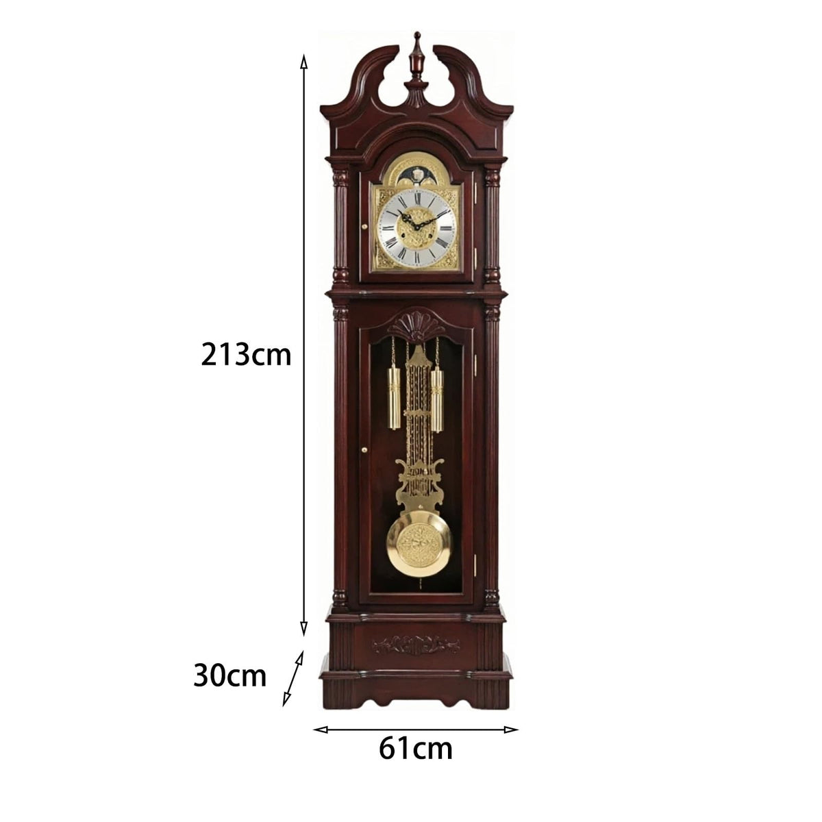 CFGH6FDF Wood Grandfather Clock Floor Mechanical Pendulum Decor