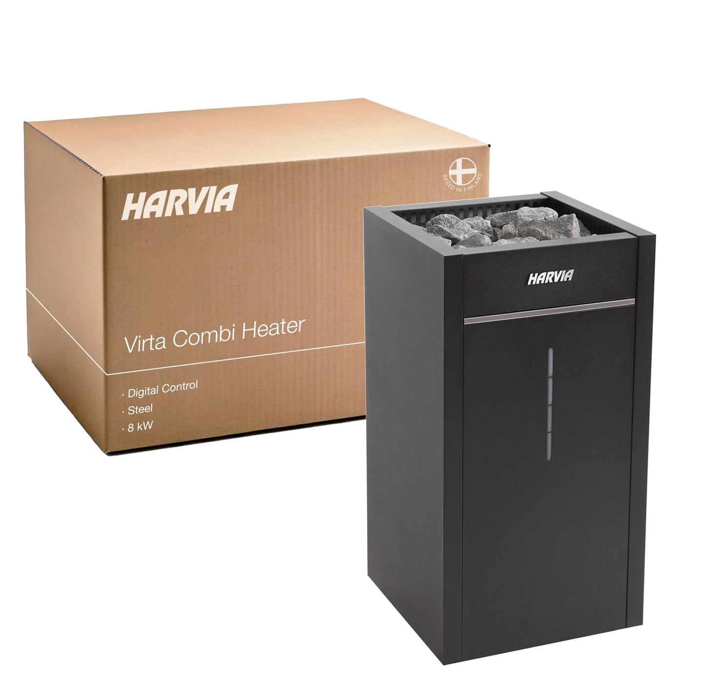 Harvia Virta Combi Sauna Heater, 220v Electric Sauna Heater Stove & Combined Steamer, WiFi Compatible with High Stone Capacity, Abundant Steam & Efficient Air Circulation, Includes Stones (8kW)