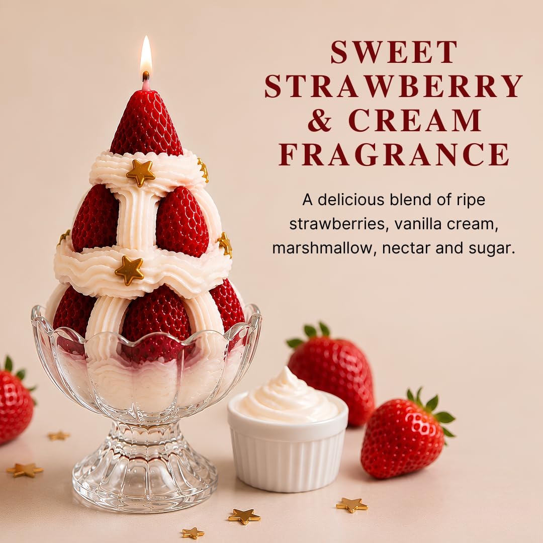 Strawberry Dessert Candle, Novelty Candle, Aesthetic Home Decor Gift
