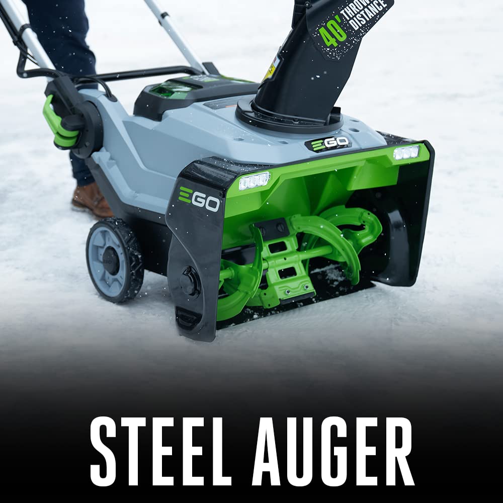 EGO Power+ 21" Electric Snow Blower, Gray/Black, Cordless Steel Auger, Includes (2) 56V 5.0Ah Batteries and Dual Port Charger, SNT2112
