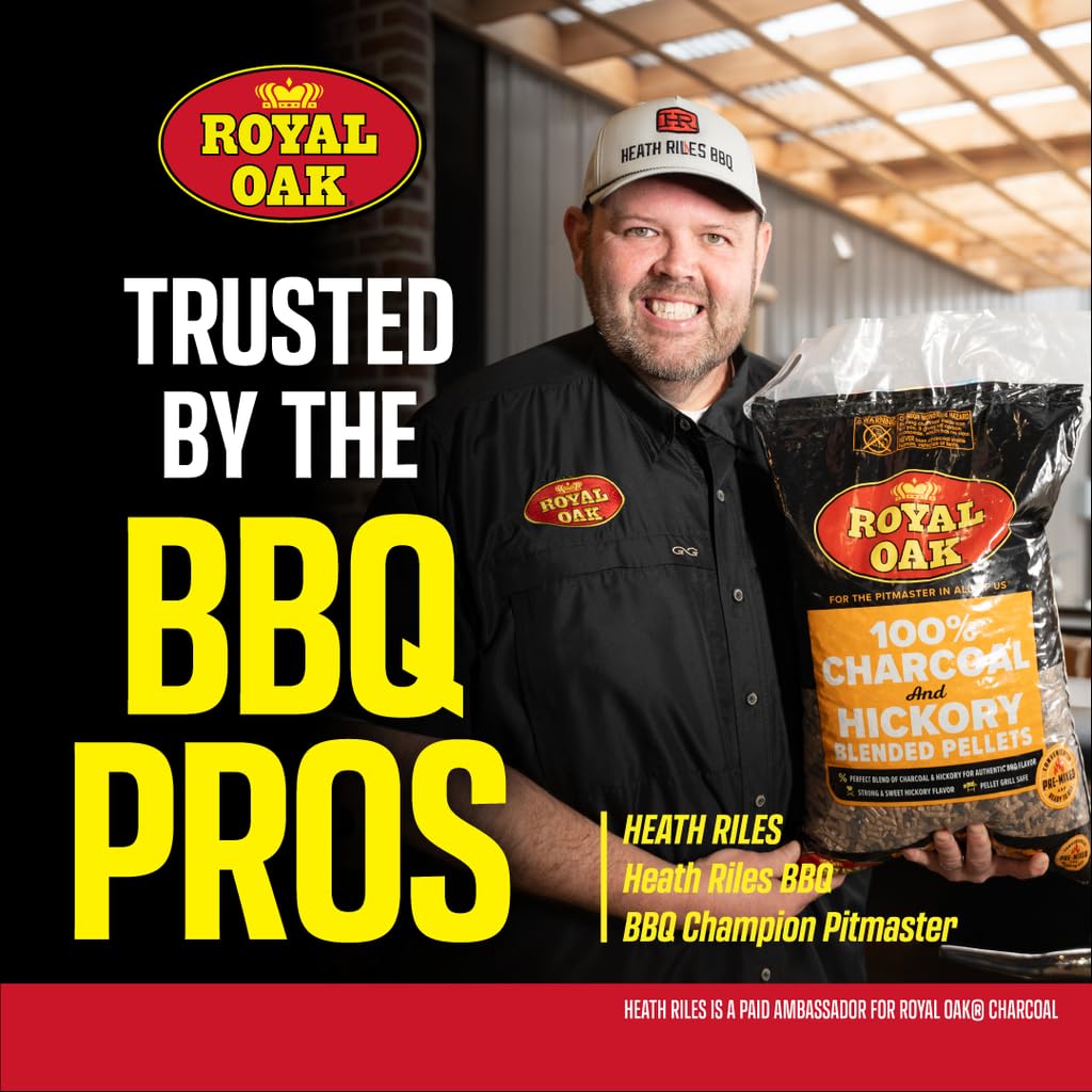 Royal Oak 100% Charcoal & Hickory Blended Pellets Grills and Smokers, Smoky BBQ Flavor, 30 LB Bag