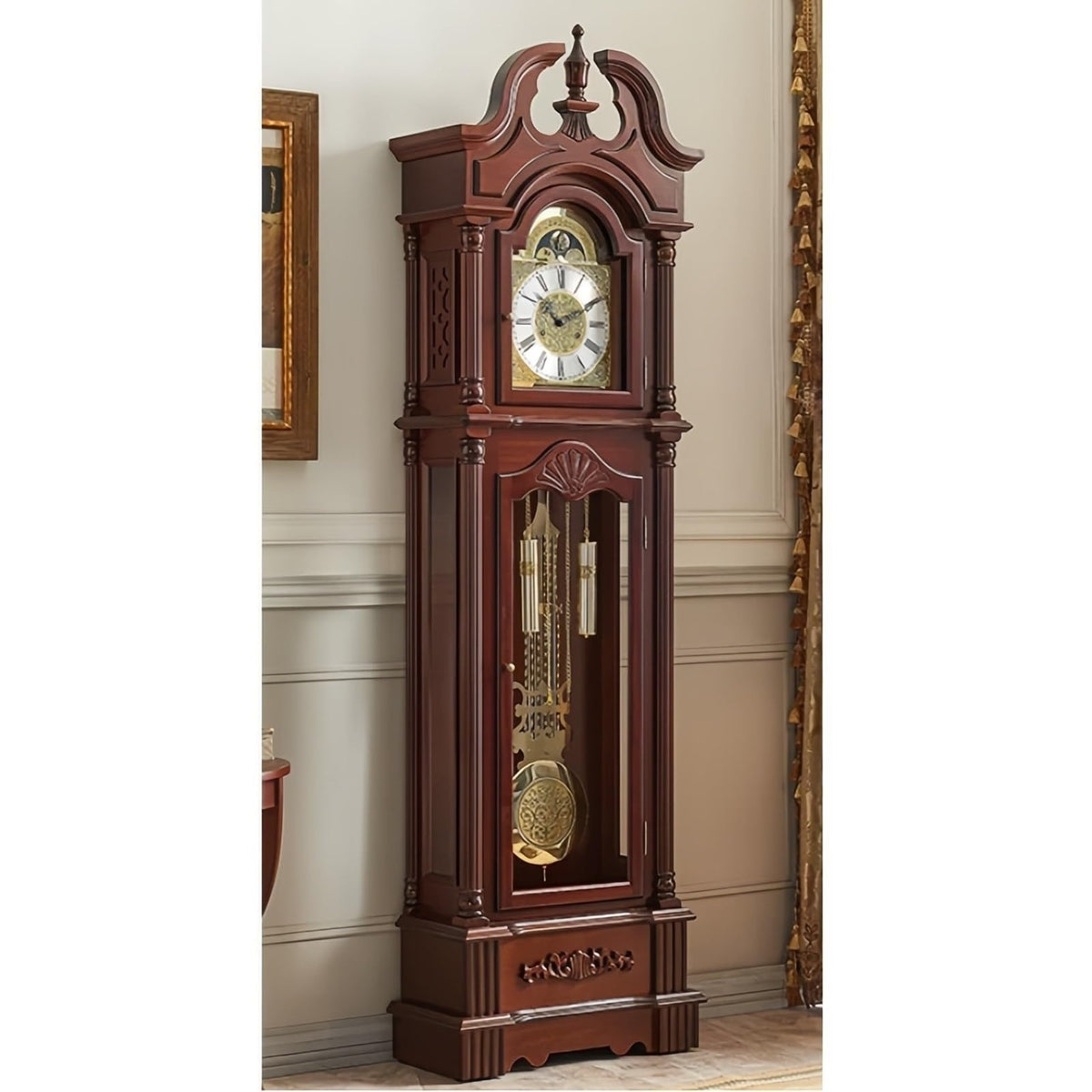 CFGH6FDF Wood Grandfather Clock Floor Mechanical Pendulum Decor