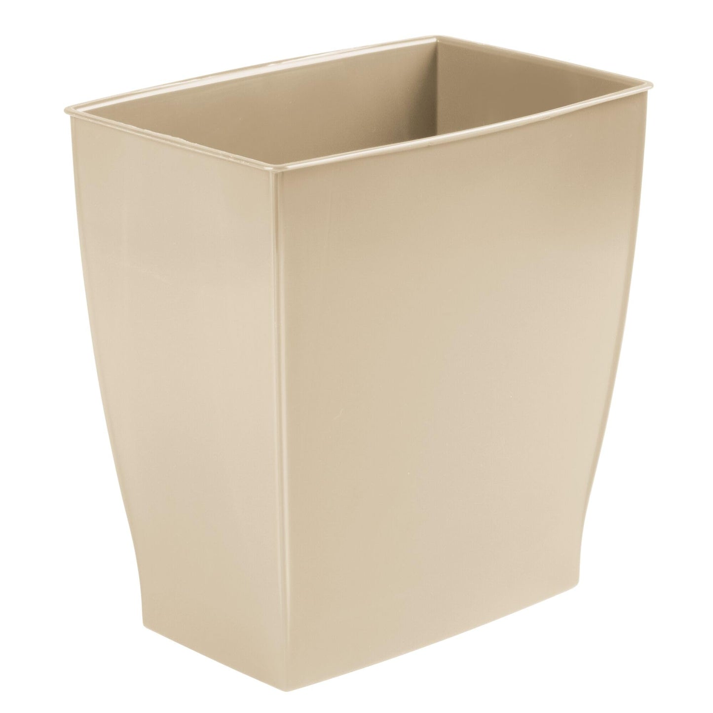 iDesign Small Plastic Bathroom Trash Can, Slim Rectangle Garbage Bin for Bedroom, Office, Dorm, Brown