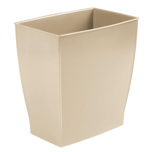 iDesign Small Plastic Bathroom Trash Can, Slim Rectangle Garbage Bin for Bedroom, Office, Dorm, Brown