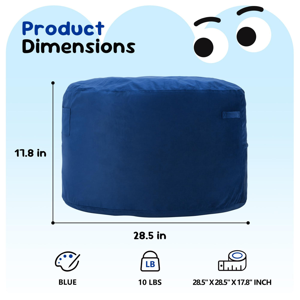 Hobestluk Bean Bag Chair 2.5ft BeanBag Velvet Fabric Medium Blue