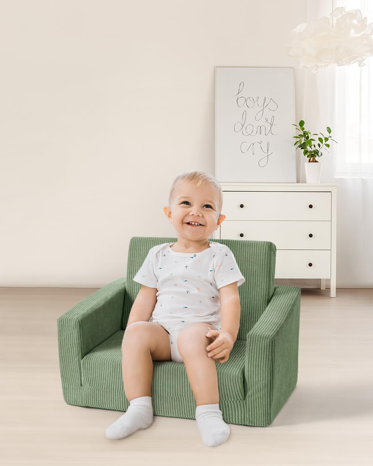 Jouha Toddle & Kids Chair,2-in-1 Soft Toddler Couches that Fold Out,Toddler Chairs Comfy 1-3 Years Old,Convertible Sofa to Lounge,Green